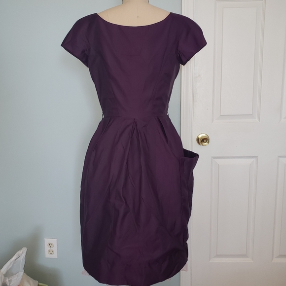 Vintage 1950's Silk Custom Dress, M - Picture 11 of 16